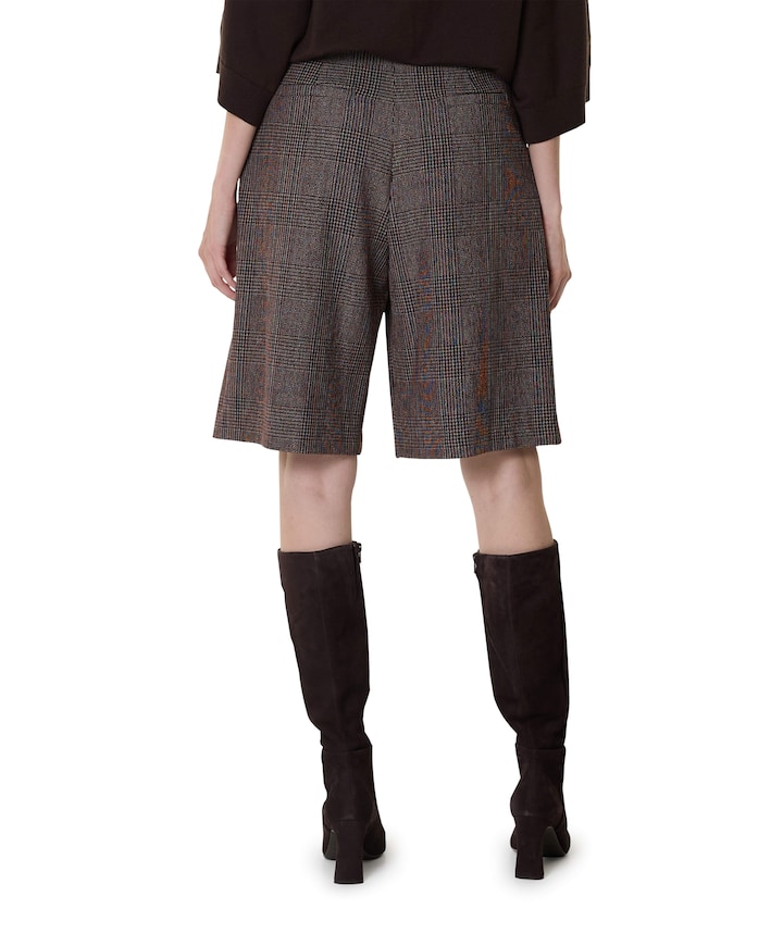 Viscose mix-geruit-plooi dames bermuda bruin