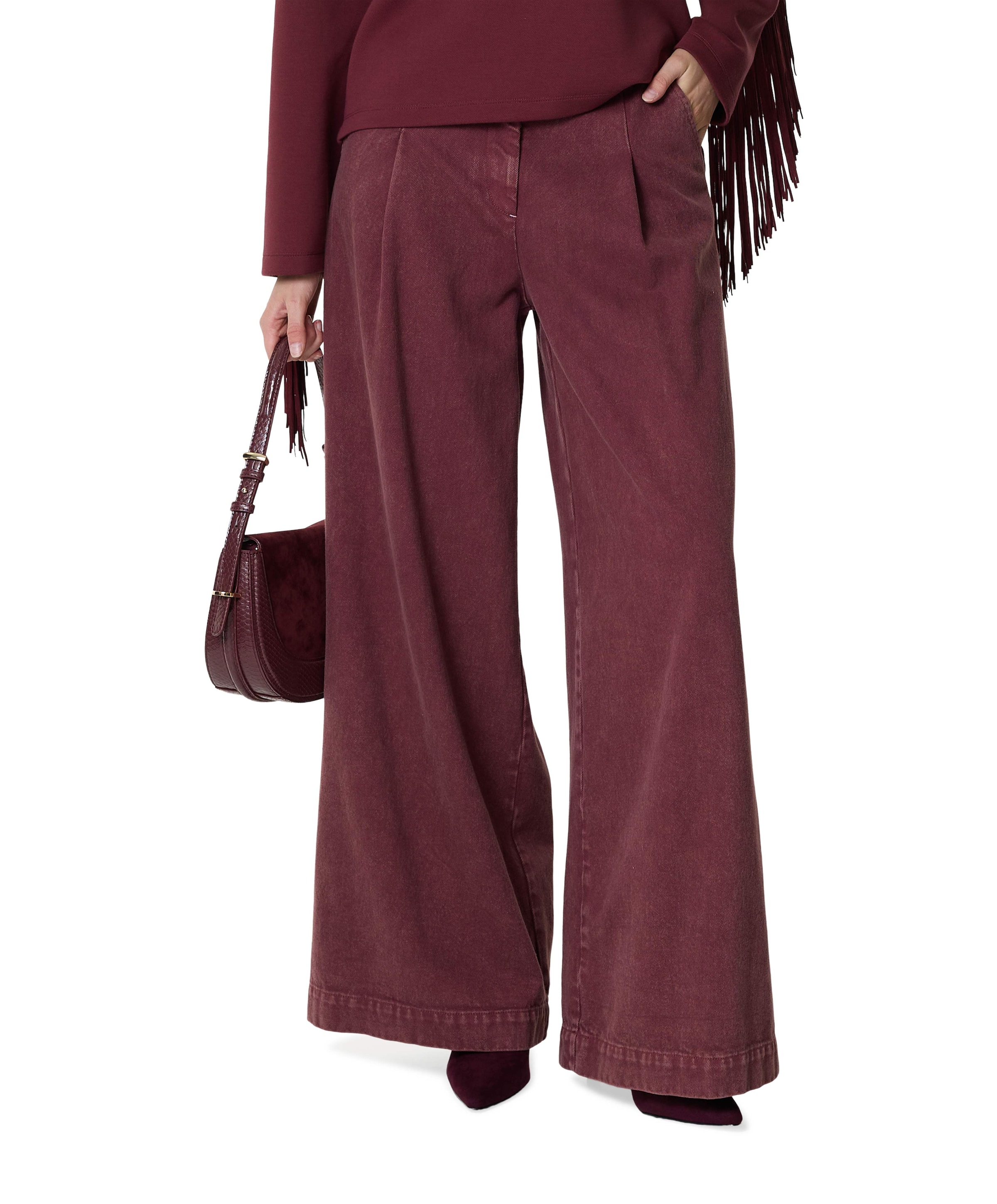 Theowide dames broek bordeaux
