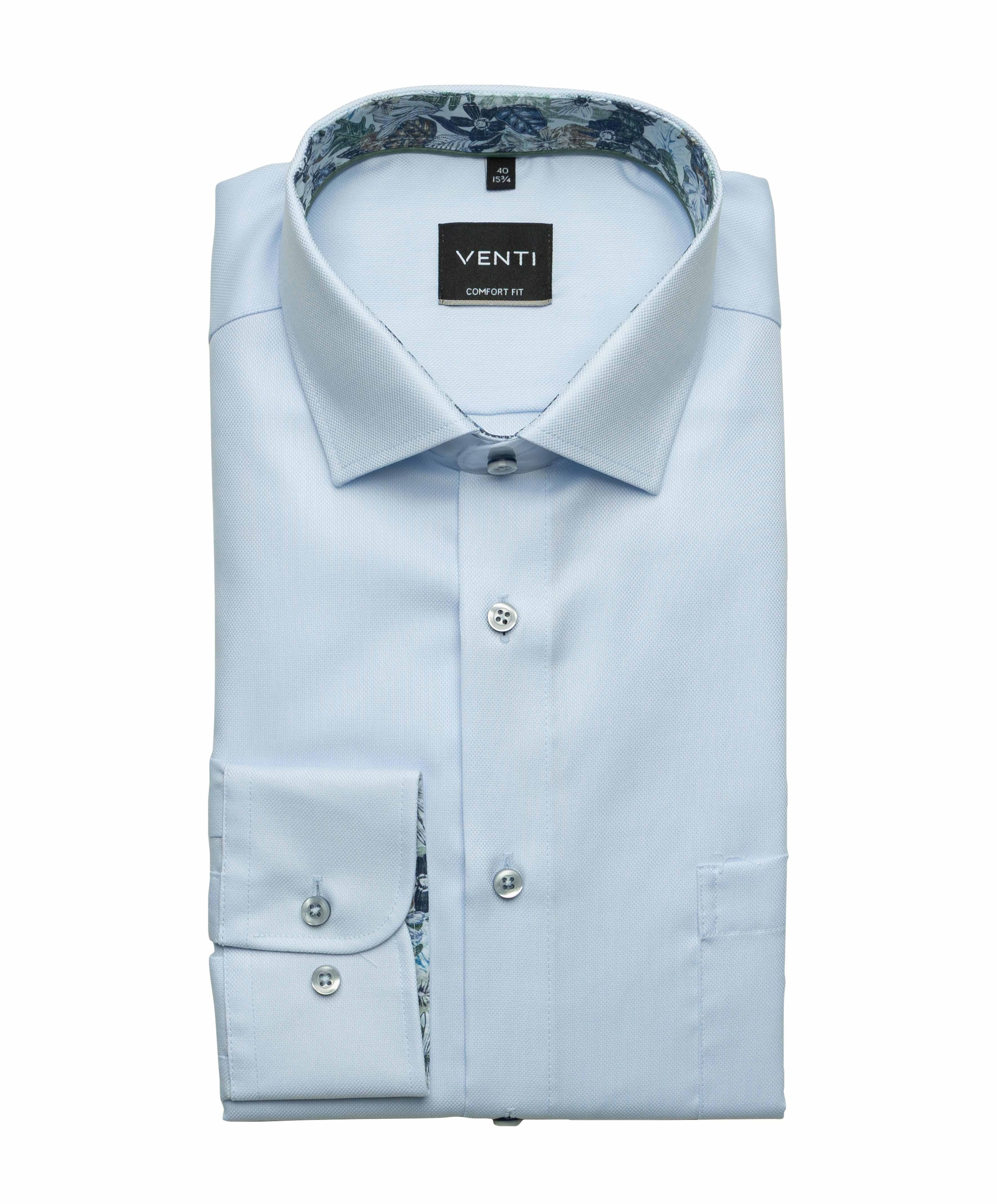 Heren overhemd lange mouw blauw