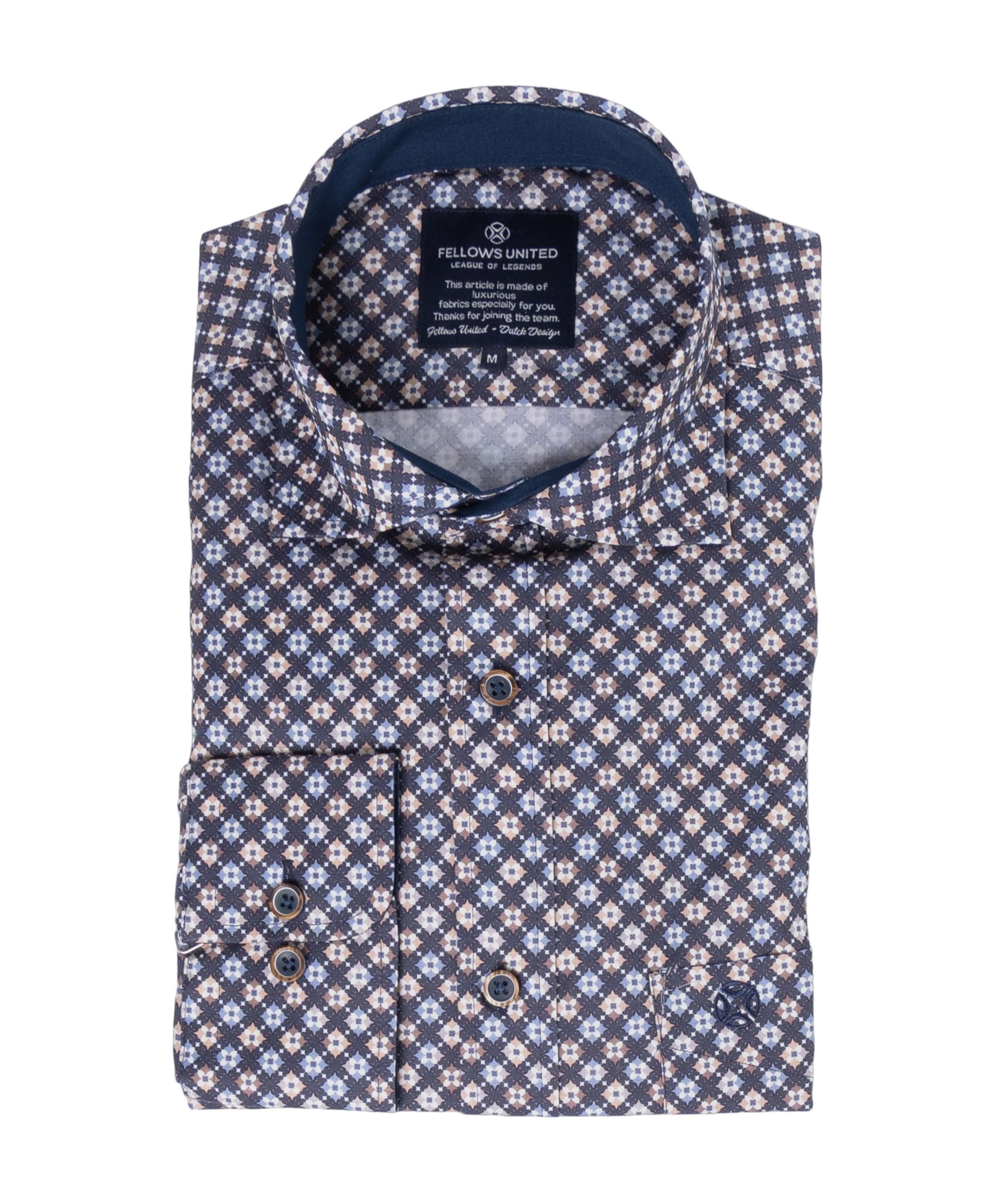 Heren overhemd lange mouw blauw