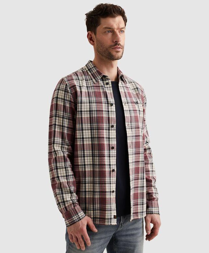 Heren overhemd lange mouw bordeaux