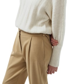 Zachte geweven dames broek beige