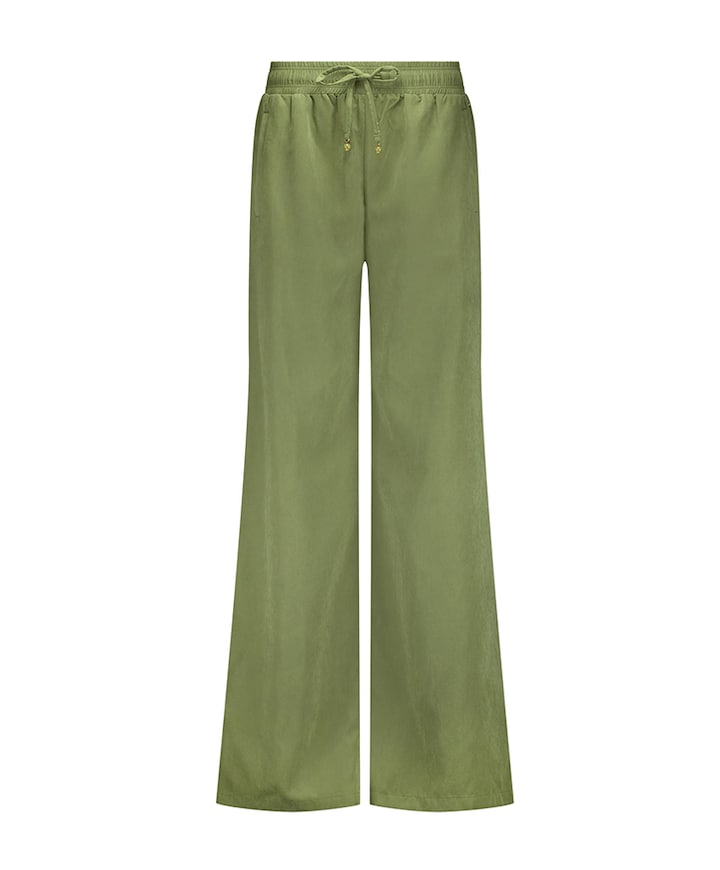 Wide-Leg Cupro Look broek groen