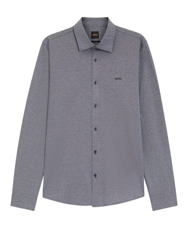 Heren overhemd lange mouw blauw