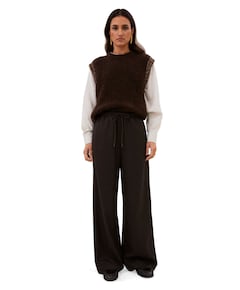 pelle pinstripe dames broek bruin