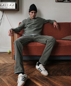 Heren trui met rits groen