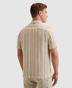 Heren overhemd korte mouw beige