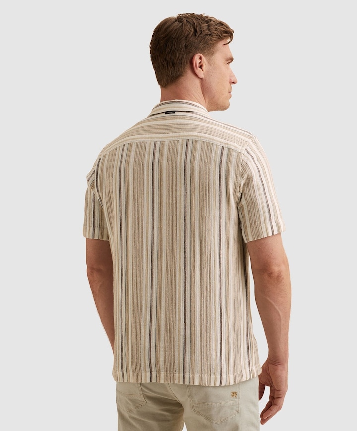 Heren overhemd korte mouw beige