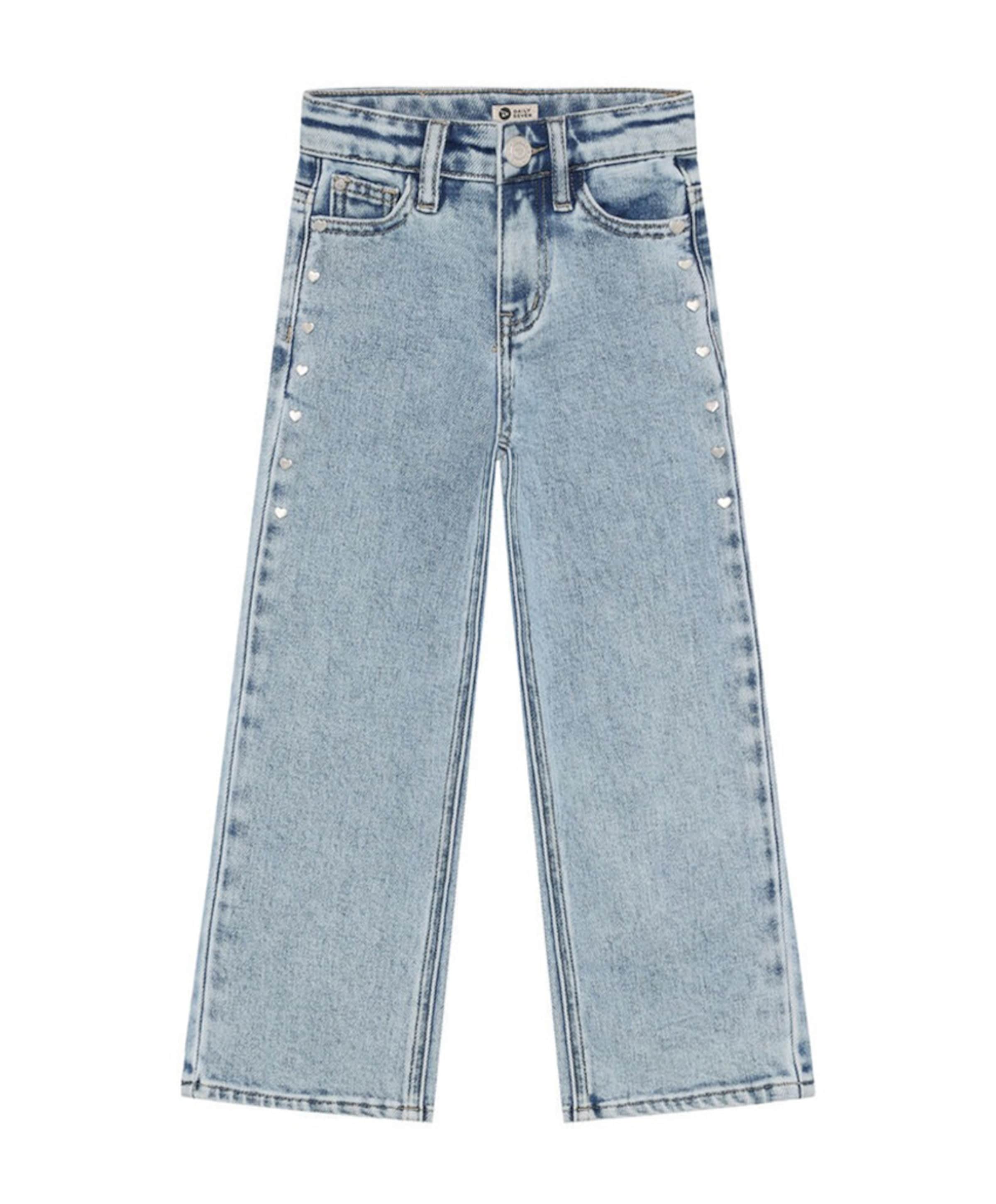 Denim Wide Fit Studs meisjes jeans blauw