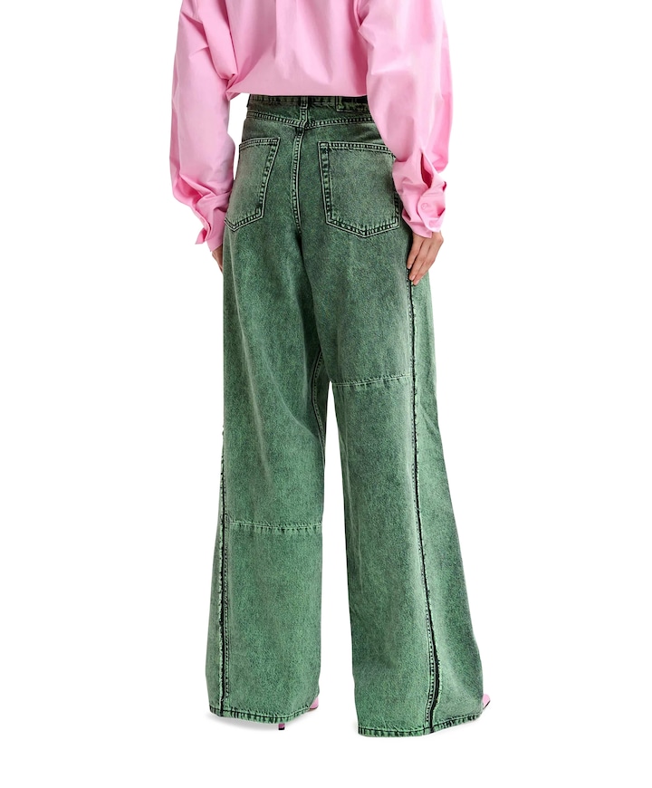 Jip overdye wide leg dames jeans groen