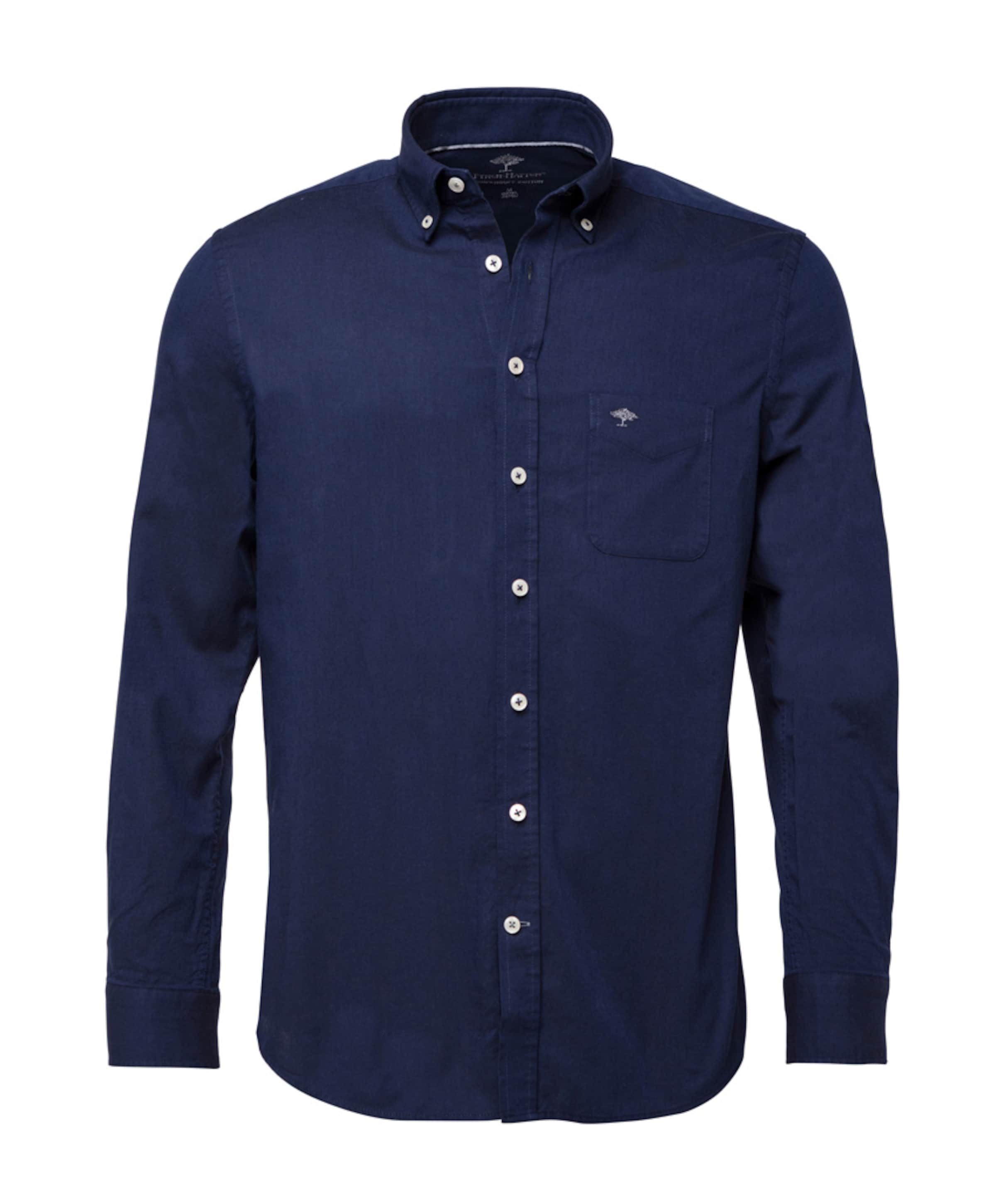 Heren overhemd lange mouw blauw