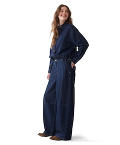 Balloon shape leg Light Cotton twill dames broek blauw