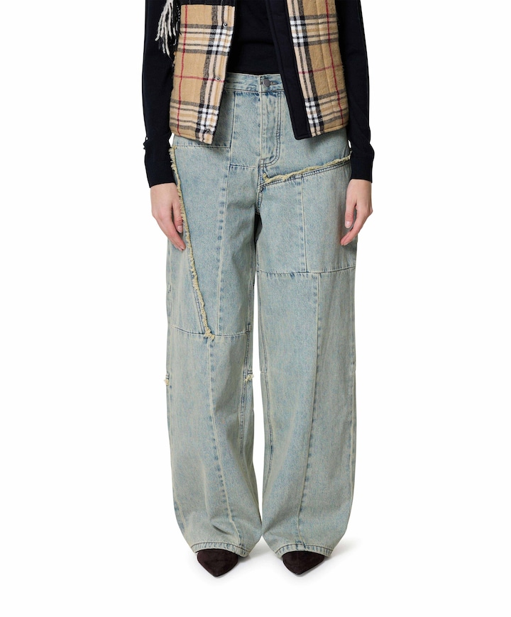 Denim Baggy Patched  dames jeans blauw