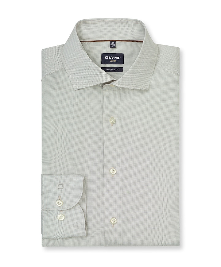 Heren overhemd lange mouw beige