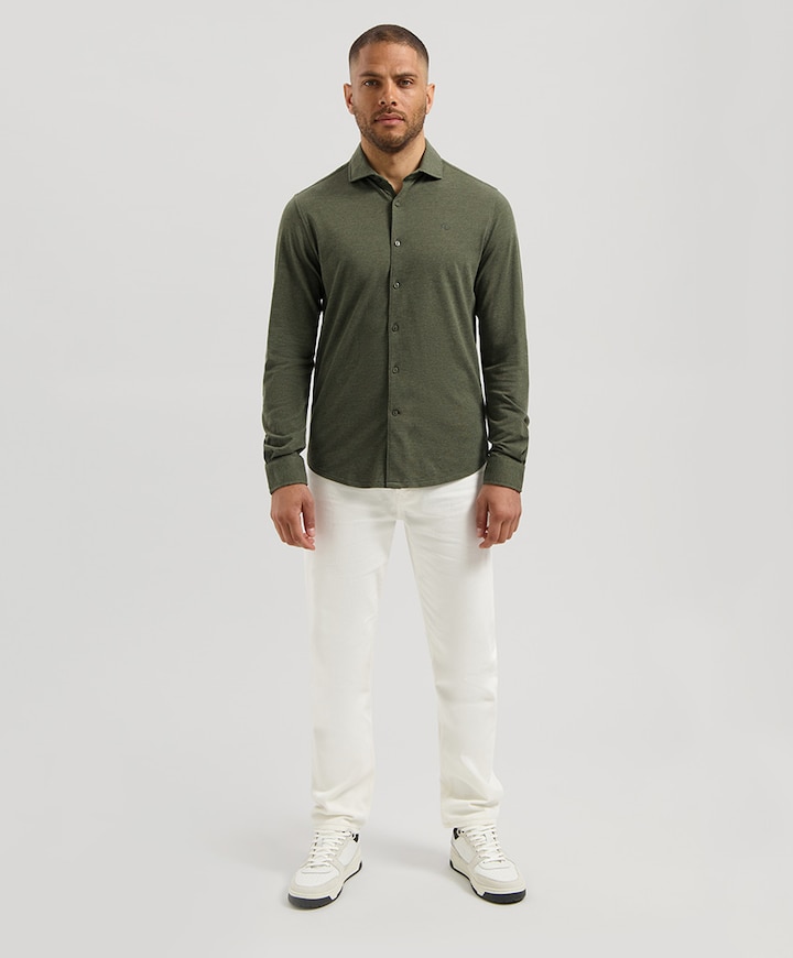Heren overhemd lange mouw groen