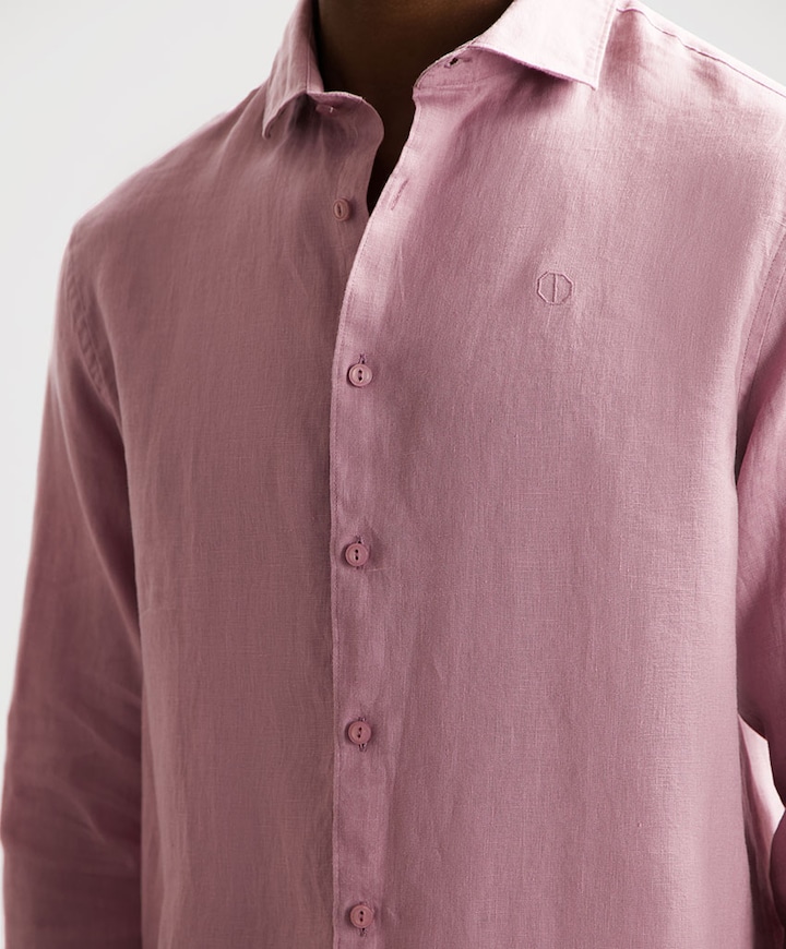 Heren overhemd lange mouw roze