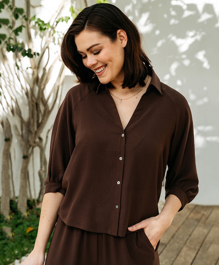 Dames blouse bruin