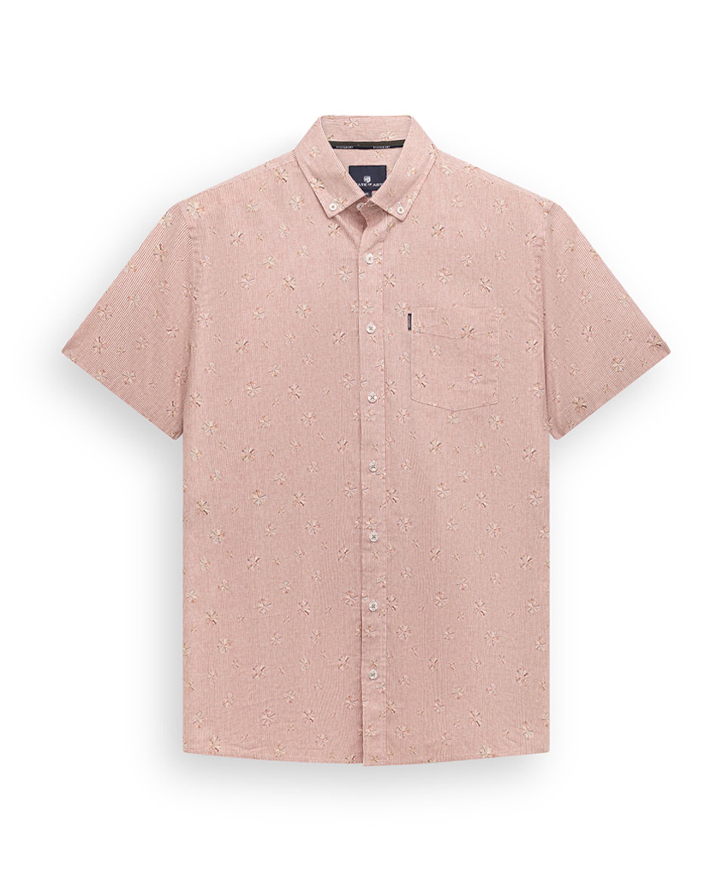 Heren overhemd korte mouw oranje