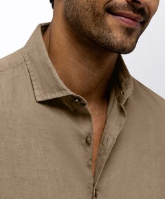 Heren overhemd lange mouw beige