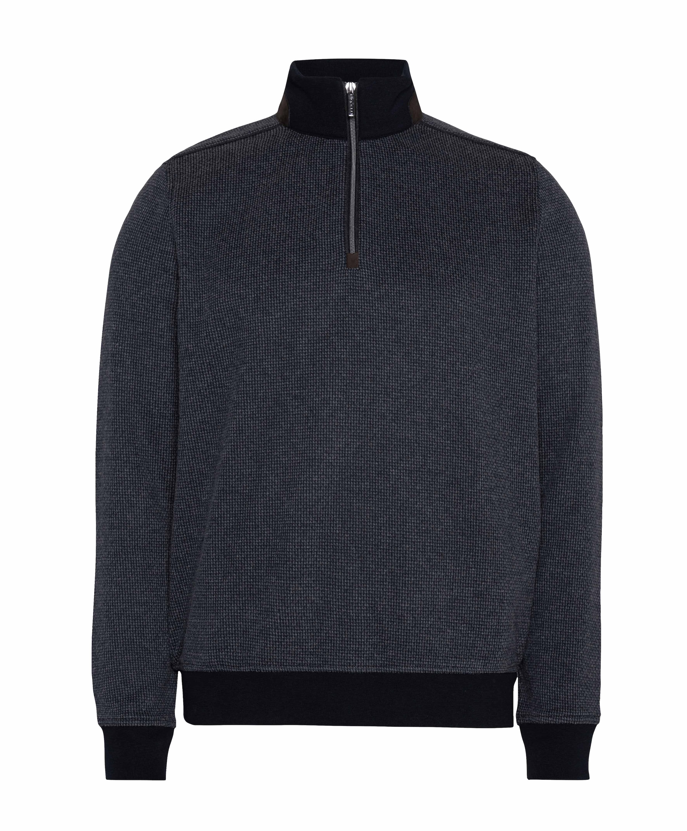Heren trui met rits blauw