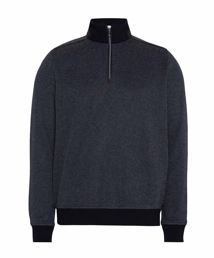 Heren trui met rits blauw