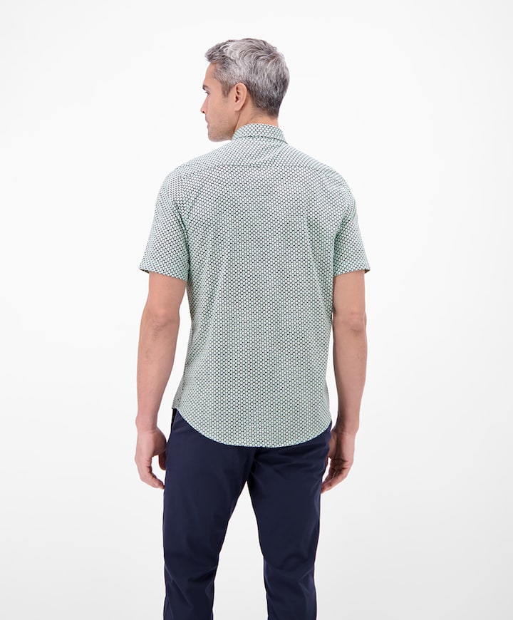 Heren overhemd korte mouw blauw