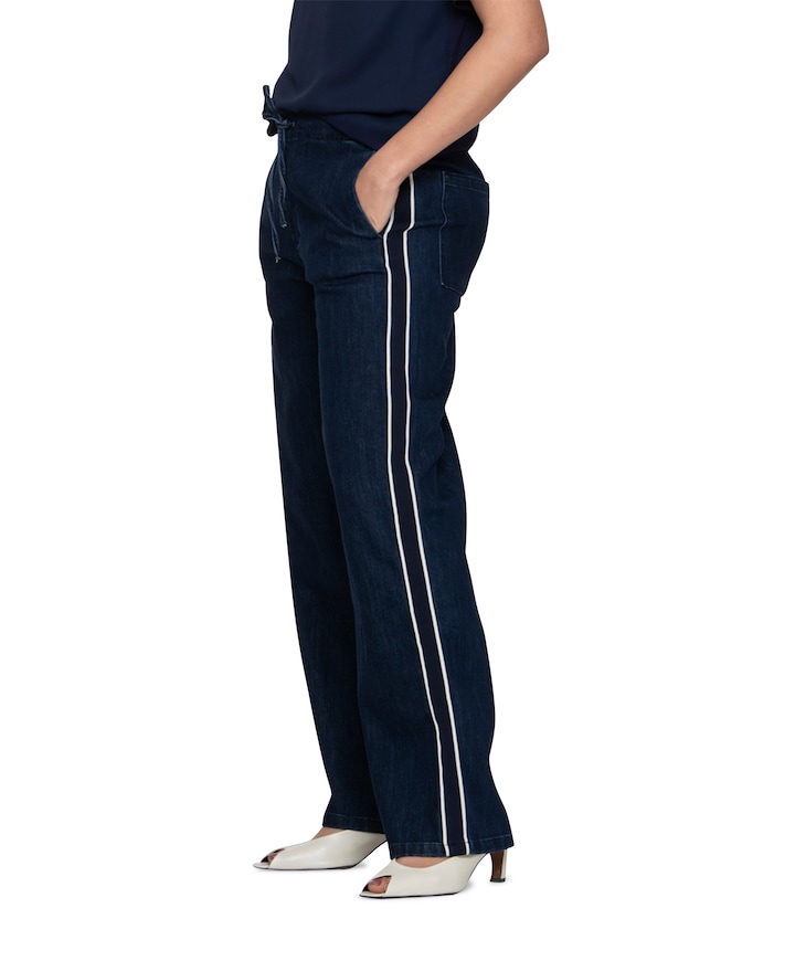Tape elastic waist dames jeans blauw