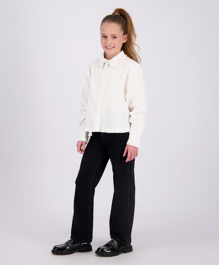 Meisjes blouse lange mouw wit