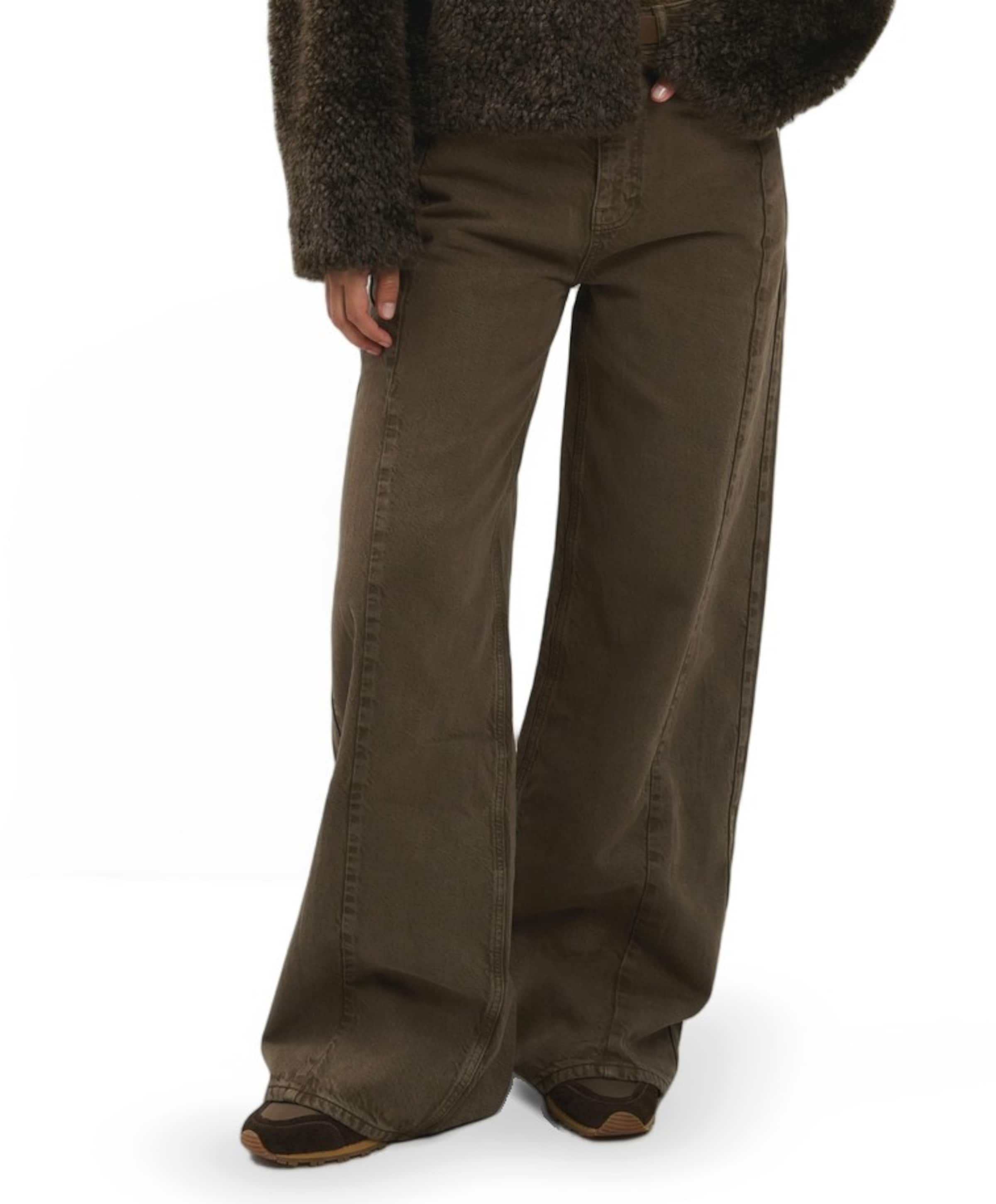 Jeans met hoge taille en wijde dames broek bruin