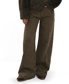Jeans met hoge taille en wijde dames broek bruin