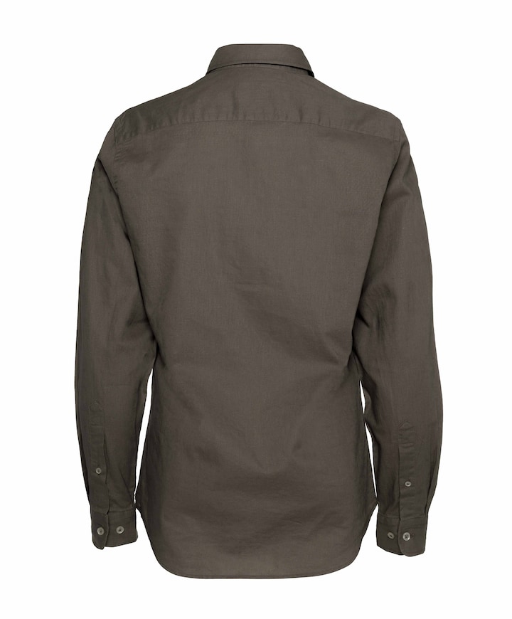 Heren overhemd lange mouw bruin