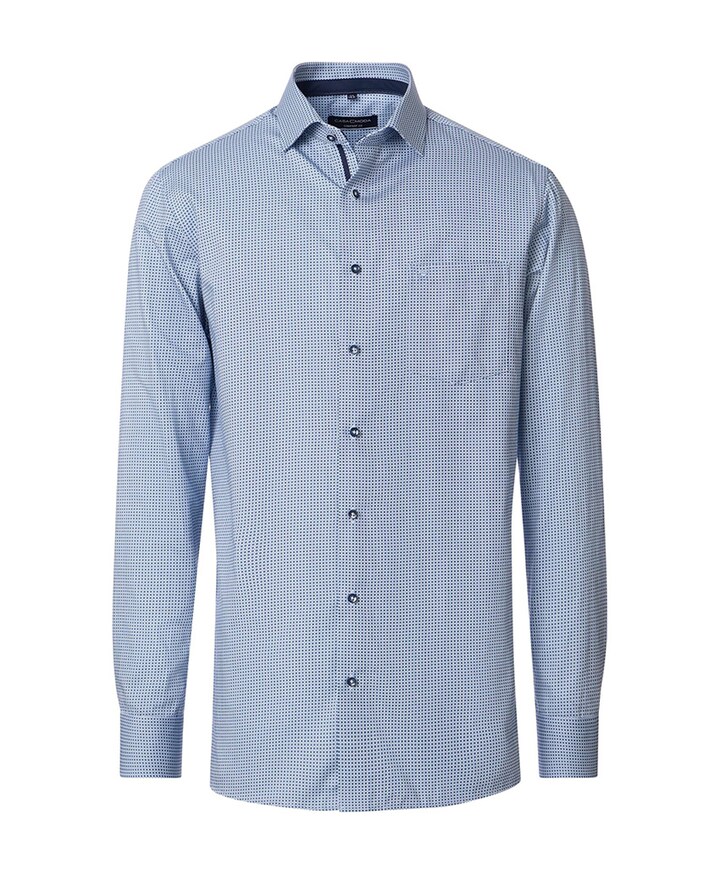 Heren overhemd lange mouw blauw