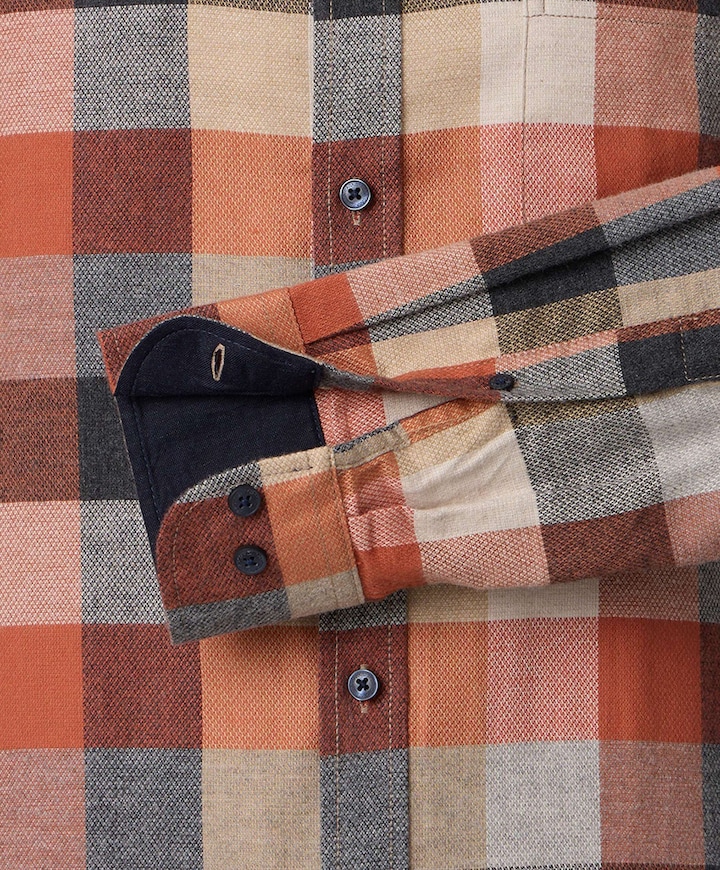 Heren overhemd lange mouw oranje