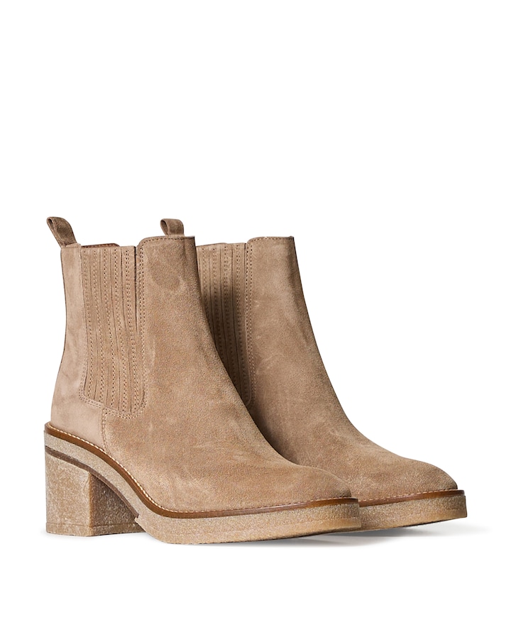 dames enkellaarzen beige