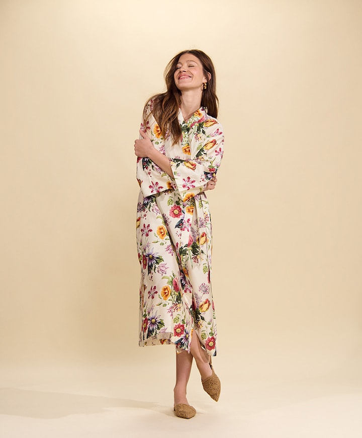 Dames ochtendjas ecru