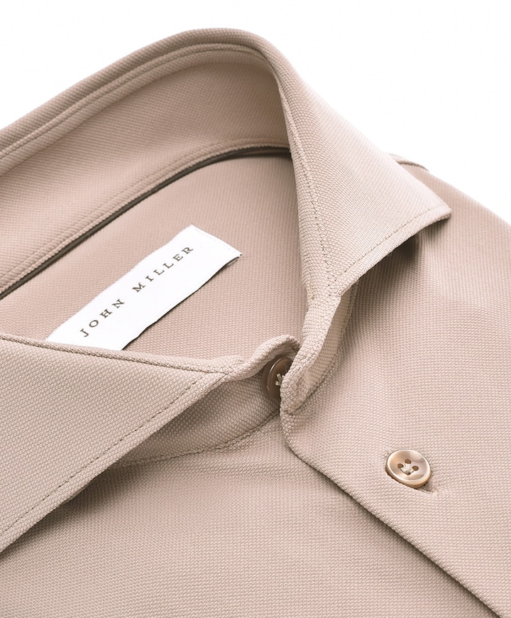 Heren overhemd extra lange mouw bruin