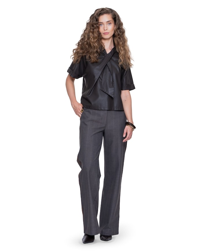 Pinstripe + tape dames broek bruin