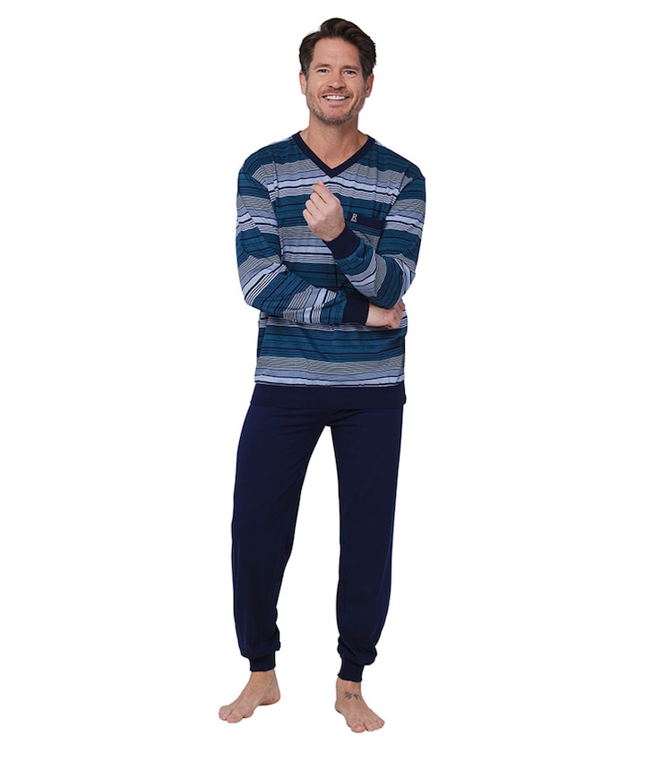 Heren pyjamaset blauw