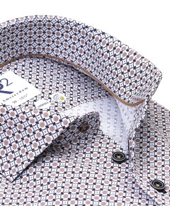 Heren overhemd lange mouw bruin