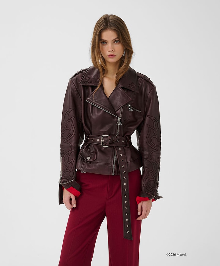 Dames leren jas bordeaux