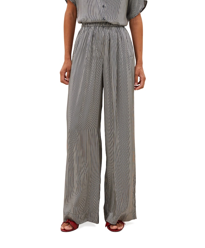 benji silky stripe dames broek zwart