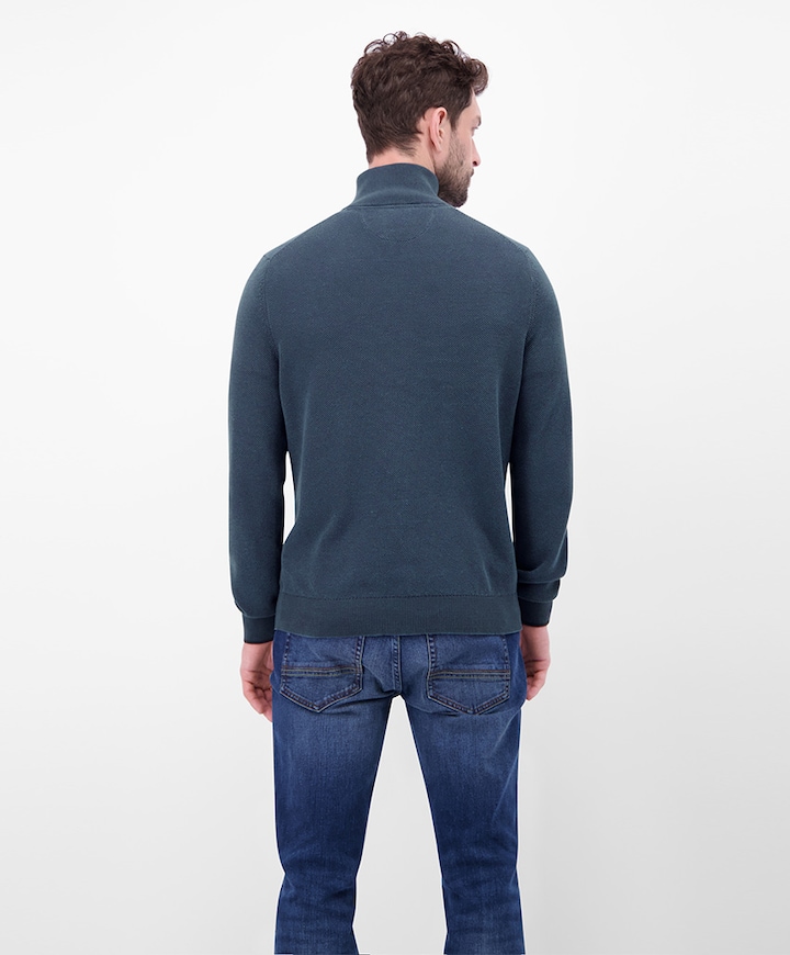 Heren trui met rits blauw