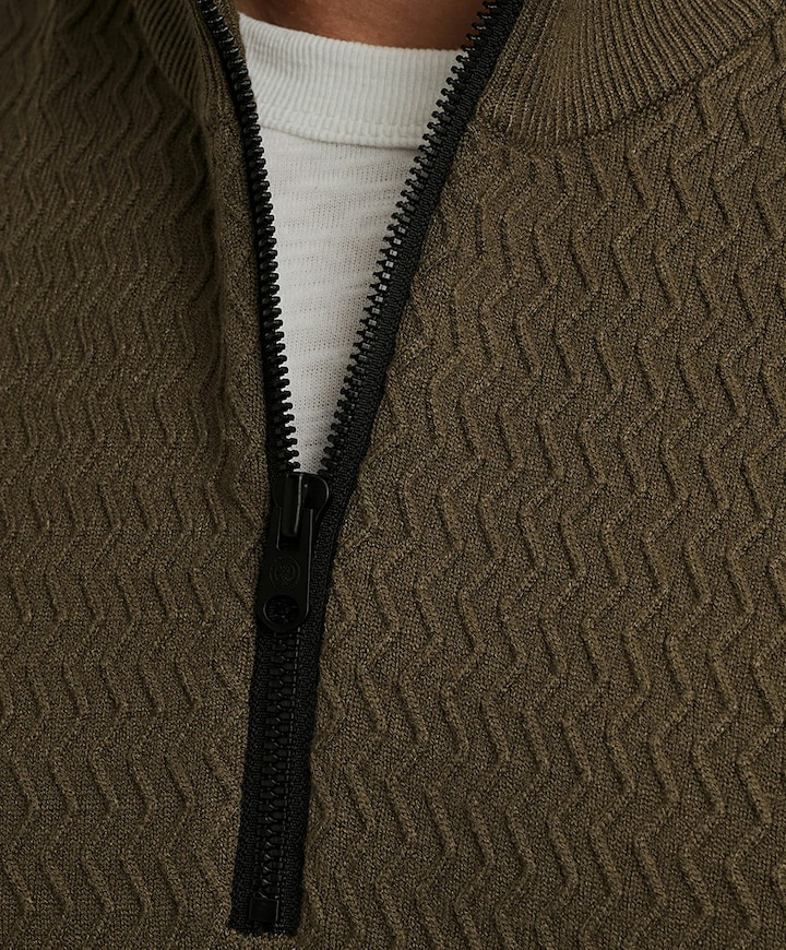 Heren trui met rits groen