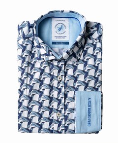 Heren overhemd lange mouw blauw