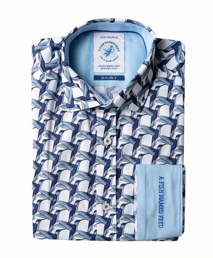 Heren overhemd lange mouw blauw