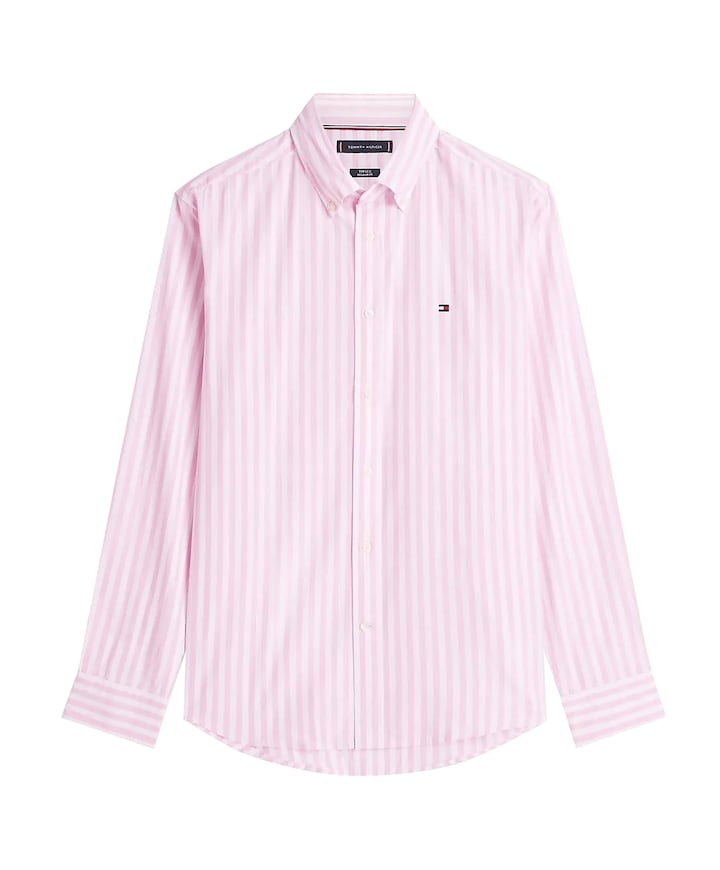 Heren overhemd lange mouw roze