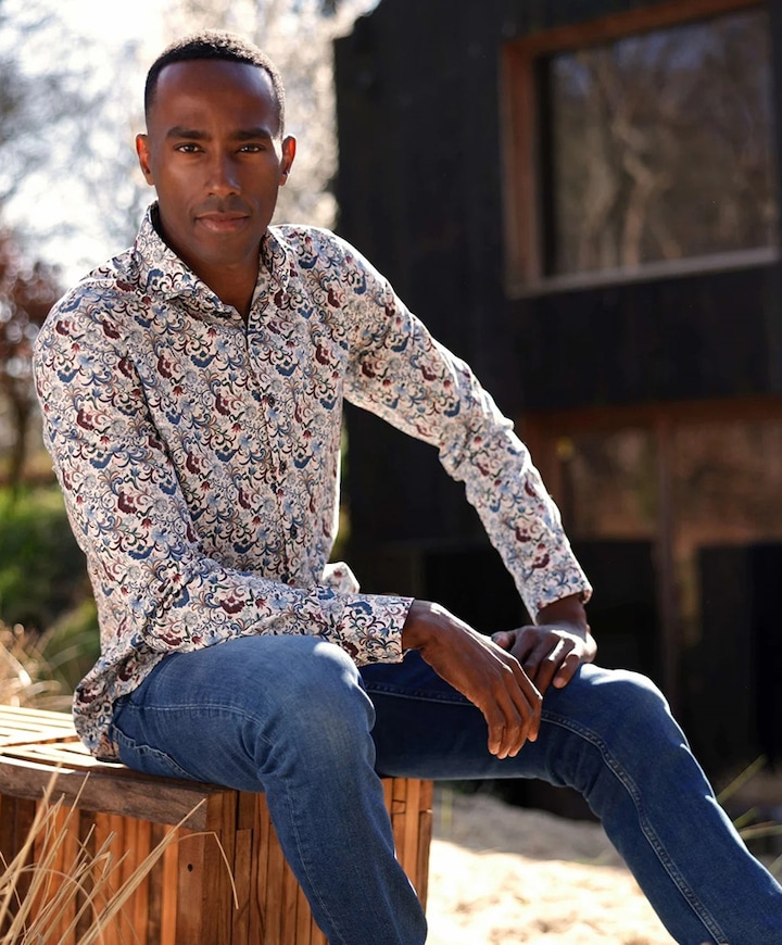 Heren overhemd lange mouw multicolor