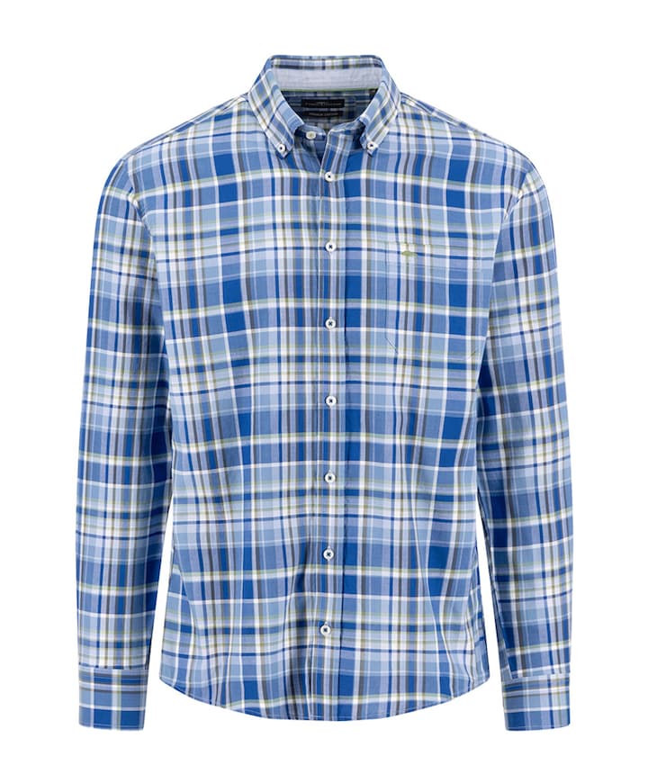 Heren overhemd lange mouw blauw