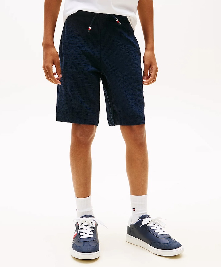 JERSEY SEERSUCKER SWEATSHORT jongens korte broek blauw