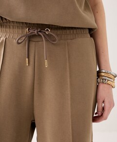 Soft scuba dames korte broek beige